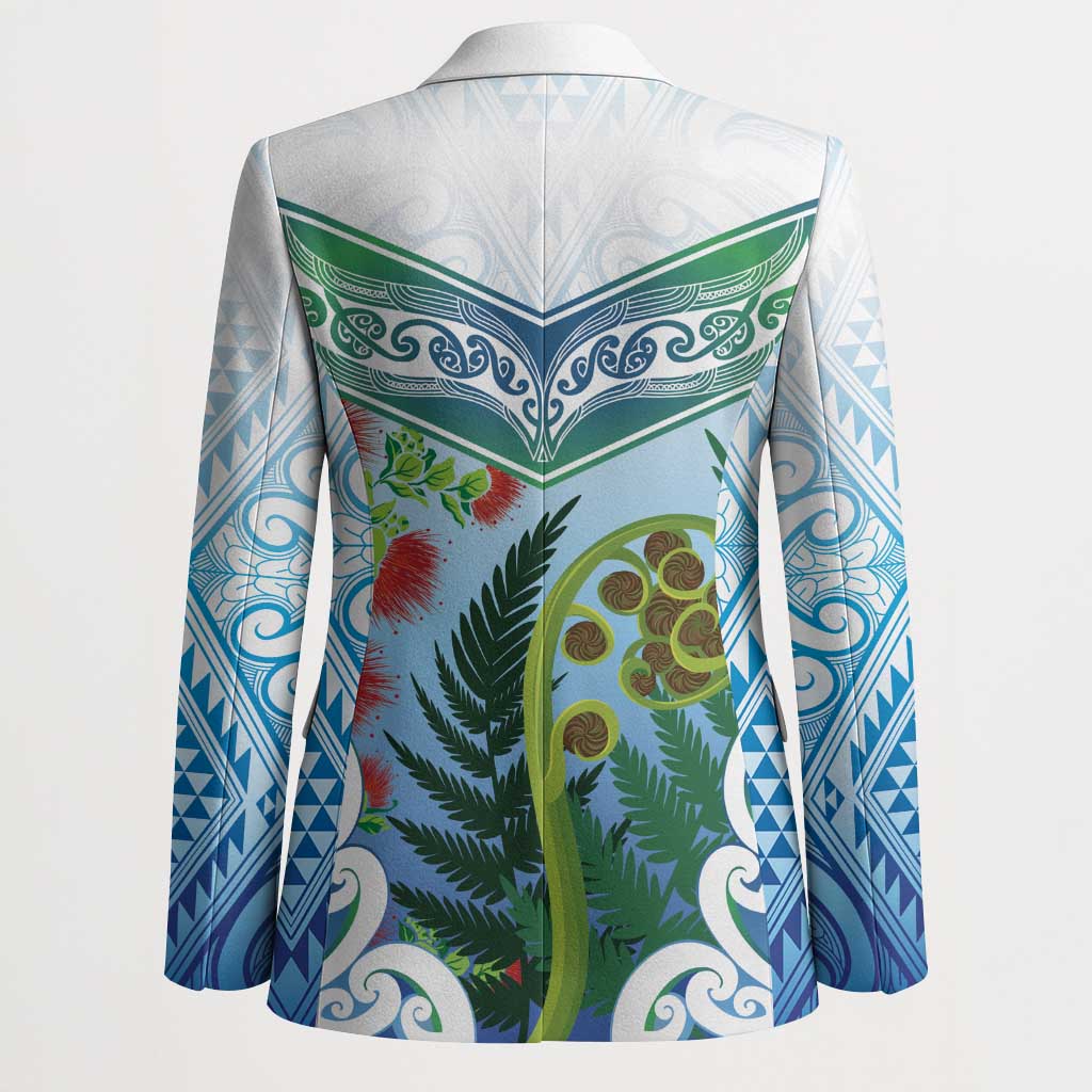 Aotearoa New Zealand Natural Plants Blazer Pohutukawa with Silver Ferns Koru Frond Maori Tattoos