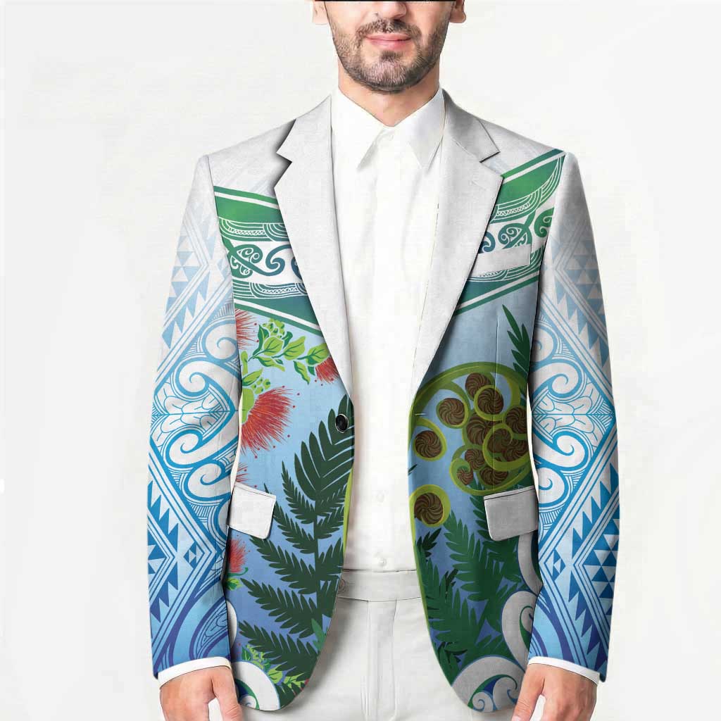 Aotearoa New Zealand Natural Plants Blazer Pohutukawa with Silver Ferns Koru Frond Maori Tattoos