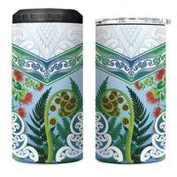 Aotearoa New Zealand Natural Plants 4 in 1 Can Cooler Tumbler Pohutukawa with Silver Ferns Koru Frond Maori Tattoos LT03 One Size: 16 oz Multicolor - Polynesian Pride