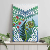 Aotearoa New Zealand Natural Plants Canvas Wall Art Pohutukawa with Silver Ferns Koru Frond Maori Tattoos