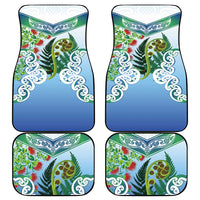 Aotearoa New Zealand Natural Plants Car Mats Pohutukawa with Silver Ferns Koru Frond Maori Tattoos LT03 - Polynesian Pride