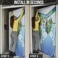 Aotearoa New Zealand Natural Plants Door Cover Pohutukawa with Silver Ferns Koru Frond Maori Tattoos LT03 - Polynesian Pride