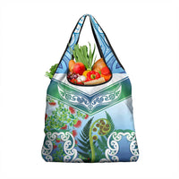 Aotearoa New Zealand Natural Plants Grocery Bag Pohutukawa with Silver Ferns Koru Frond Maori Tattoos LT03 1-pack One Size Multicolor - Polynesian Pride