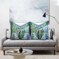 Aotearoa New Zealand Natural Plants Pillow Cover Pohutukawa with Silver Ferns Koru Frond Maori Tattoos LT03 - Polynesian Pride