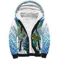 Aotearoa New Zealand Natural Plants Sherpa Hoodie Pohutukawa with Silver Ferns Koru Frond Maori Tattoos LT03 Unisex Multicolor - Polynesian Pride