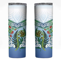 Aotearoa New Zealand Natural Plants Skinny Tumbler Pohutukawa with Silver Ferns Koru Frond Maori Tattoos LT03 Multicolor - Polynesian Pride