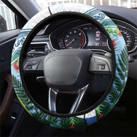 Aotearoa New Zealand Natural Plants Steering Wheel Cover Pohutukawa with Silver Ferns Koru Frond Maori Tattoos LT03 - Polynesian Pride