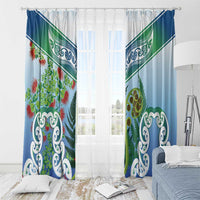 Aotearoa New Zealand Natural Plants Window Curtain Pohutukawa with Silver Ferns Koru Frond Maori Tattoos