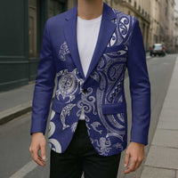 New Zealand Sea Animals with Maori Tribal Tattoo Blazer Blue Color