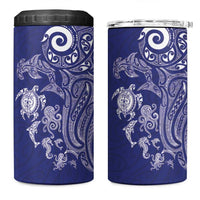 New Zealand Sea Animals with Maori Tribal Tattoo 4 in 1 Can Cooler Tumbler Blue Color LT03 One Size: 16 oz Blue - Polynesian Pride