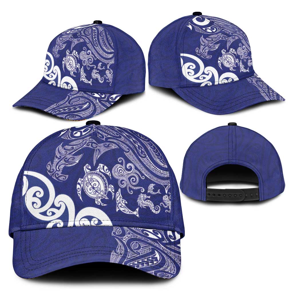 New Zealand Sea Animals with Maori Tribal Tattoo Classic Cap Blue Color