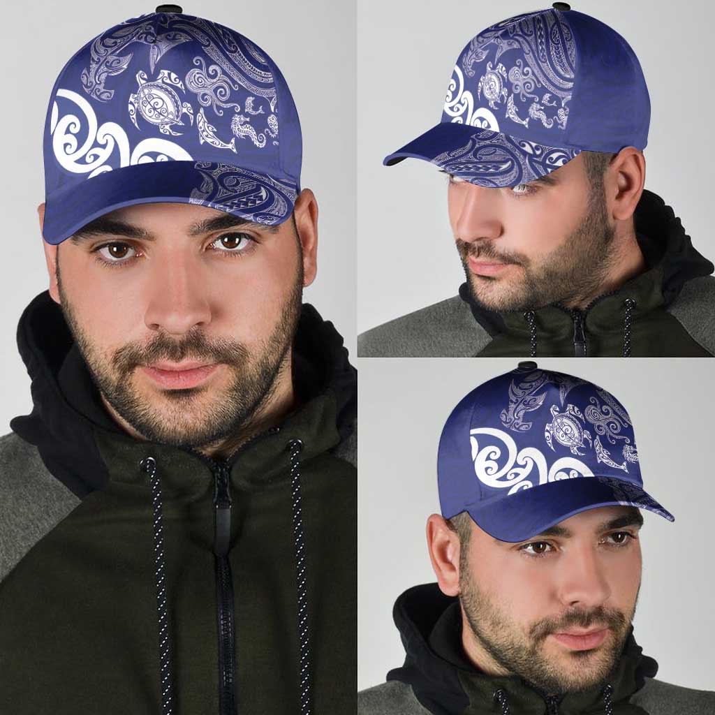 New Zealand Sea Animals with Maori Tribal Tattoo Classic Cap Blue Color