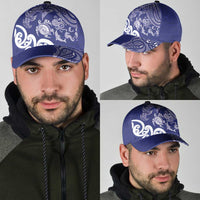 New Zealand Sea Animals with Maori Tribal Tattoo Classic Cap Blue Color