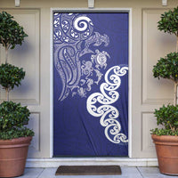 New Zealand Sea Animals with Maori Tribal Tattoo Door Cover Blue Color LT03 Blue - Polynesian Pride