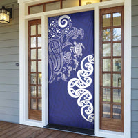 New Zealand Sea Animals with Maori Tribal Tattoo Door Cover Blue Color LT03 - Polynesian Pride