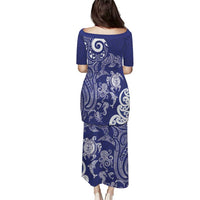 New Zealand Sea Animals with Maori Tribal Tattoo Family Matching Puletasi and Hawaiian Shirt Blue Color LT03 - Polynesian Pride