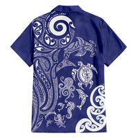 New Zealand Sea Animals with Maori Tribal Tattoo Family Matching Tank Maxi Dress and Hawaiian Shirt Blue Color LT03 - Polynesian Pride