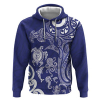 New Zealand Sea Animals with Maori Tribal Tattoo Hoodie Blue Color LT03 Pullover Hoodie Blue - Polynesian Pride