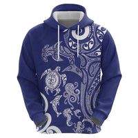 New Zealand Sea Animals with Maori Tribal Tattoo Hoodie Blue Color LT03 - Polynesian Pride