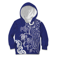 New Zealand Sea Animals with Maori Tribal Tattoo Kid Hoodie Blue Color LT03 Hoodie Blue - Polynesian Pride