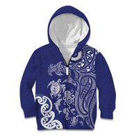 New Zealand Sea Animals with Maori Tribal Tattoo Kid Hoodie Blue Color LT03 Zip Hoodie Blue - Polynesian Pride