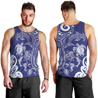 New Zealand Sea Animals with Maori Tribal Tattoo Men Tank Top Blue Color LT03 - Polynesian Pride