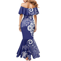 New Zealand Sea Animals with Maori Tribal Tattoo Mermaid Dress Blue Color LT03 - Polynesian Pride