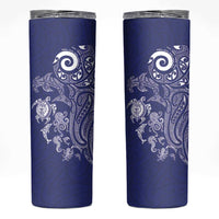 New Zealand Sea Animals with Maori Tribal Tattoo Skinny Tumbler Blue Color LT03 Blue - Polynesian Pride