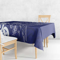 New Zealand Sea Animals with Maori Tribal Tattoo Tablecloth Blue Color