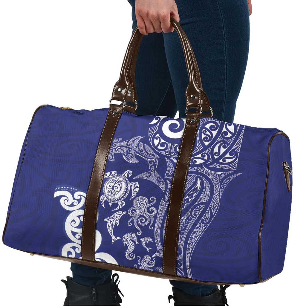 New Zealand Sea Animals with Maori Tribal Tattoo Travel Bag Blue Color LT03 - Polynesian Pride
