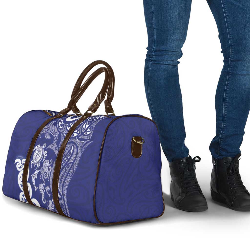 New Zealand Sea Animals with Maori Tribal Tattoo Travel Bag Blue Color LT03 - Polynesian Pride