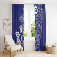 New Zealand Sea Animals with Maori Tribal Tattoo Window Curtain Blue Color