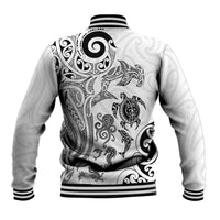 New Zealand Sea Animals with Maori Tribal Tattoo Baseball Jacket White Color
