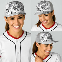 New Zealand Sea Animals with Maori Tribal Tattoo Baseball Net Cap White Color