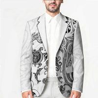 New Zealand Sea Animals with Maori Tribal Tattoo Blazer White Color