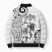 New Zealand Sea Animals with Maori Tribal Tattoo Bomber Puffer Jacket White Color