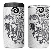 New Zealand Sea Animals with Maori Tribal Tattoo 4 in 1 Can Cooler Tumbler White Color LT03 One Size: 16 oz White - Polynesian Pride