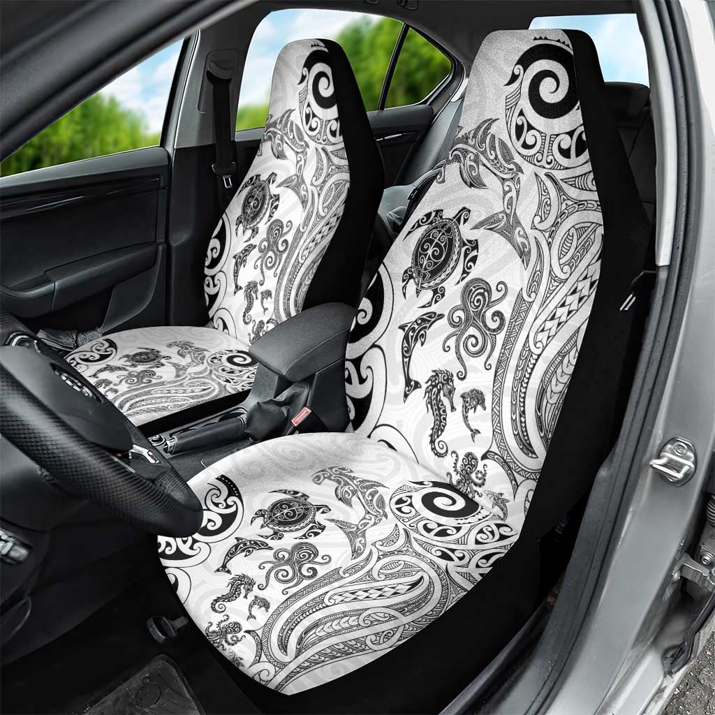 New Zealand Sea Animals with Maori Tribal Tattoo Car Seat Cover White Color LT03 - Polynesian Pride