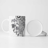 New Zealand Sea Animals with Maori Tribal Tattoo Ceramic Mug White Color