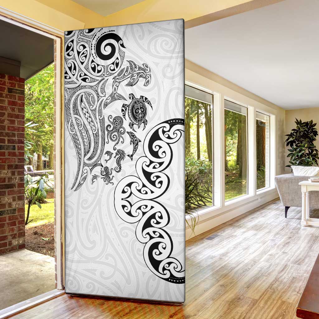 New Zealand Sea Animals with Maori Tribal Tattoo Door Cover White Color LT03 - Polynesian Pride