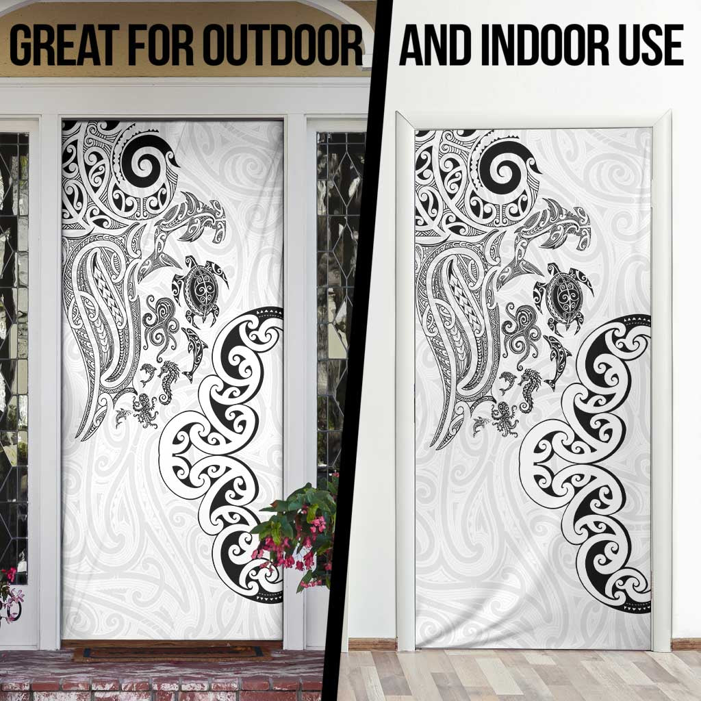 New Zealand Sea Animals with Maori Tribal Tattoo Door Cover White Color LT03 - Polynesian Pride