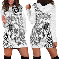 New Zealand Sea Animals with Maori Tribal Tattoo Hoodie Dress White Color LT03 - Polynesian Pride