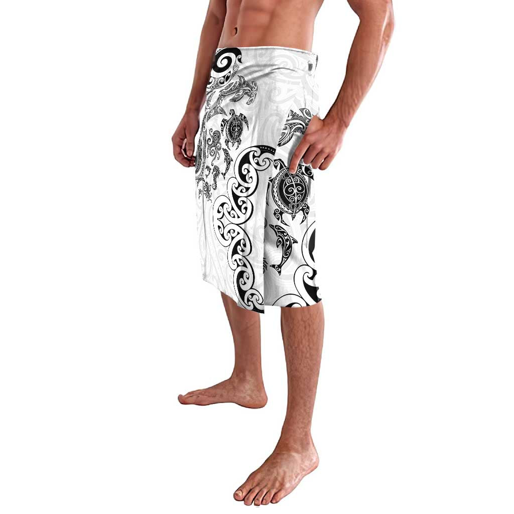 New Zealand Sea Animals with Maori Tribal Tattoo Lavalava White Color