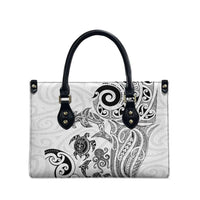 New Zealand Sea Animals with Maori Tribal Tattoo Leather Bag White Color