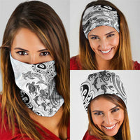 New Zealand Sea Animals with Maori Tribal Tattoo Neck Gaiter White Color