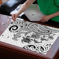 New Zealand Sea Animals with Maori Tribal Tattoo Puzzle White Color