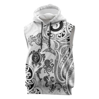 New Zealand Sea Animals with Maori Tribal Tattoo Sleeveless Hoodie White Color LT03 White - Polynesian Pride