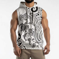 New Zealand Sea Animals with Maori Tribal Tattoo Sleeveless Hoodie White Color LT03 - Polynesian Pride