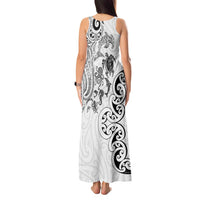 New Zealand Sea Animals with Maori Tribal Tattoo Tank Maxi Dress White Color LT03 - Polynesian Pride