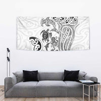 New Zealand Sea Animals with Maori Tribal Tattoo Tapestry White Color LT03 - Polynesian Pride
